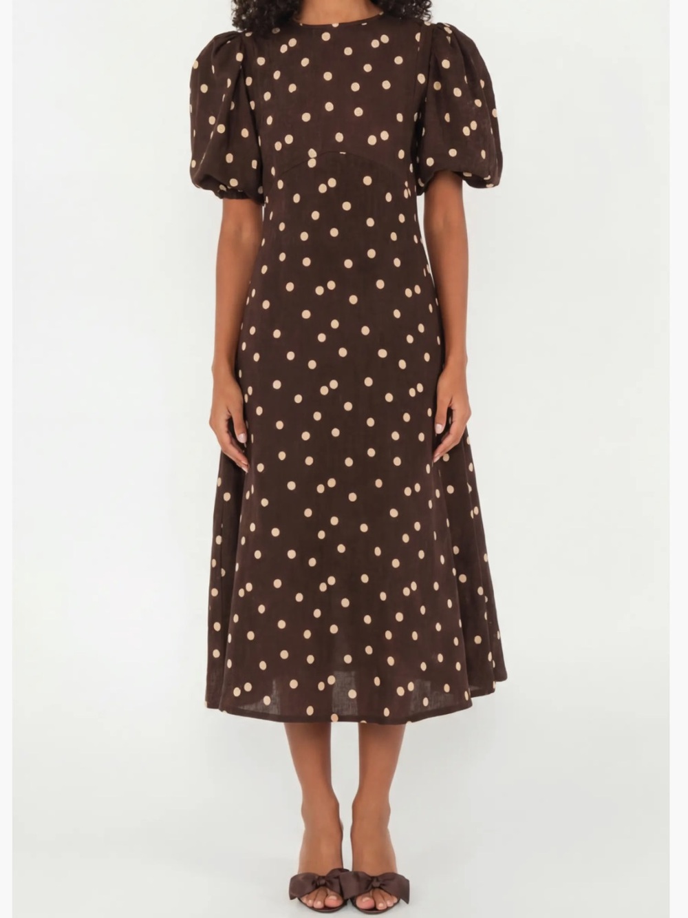 LULO PROJECT The Dawn Dot Puff Sleeve Linen & Cotton Maxi Dress XS